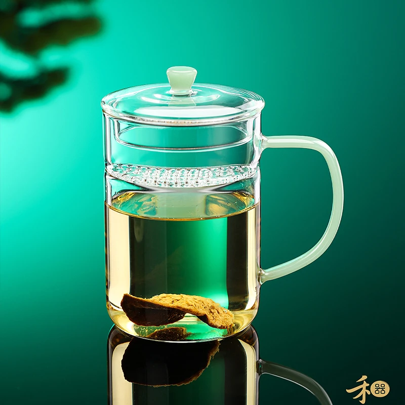 禾器简尚杯耐热玻璃办公杯喝水茶杯月牙过滤泡茶个人杯绿茶杯