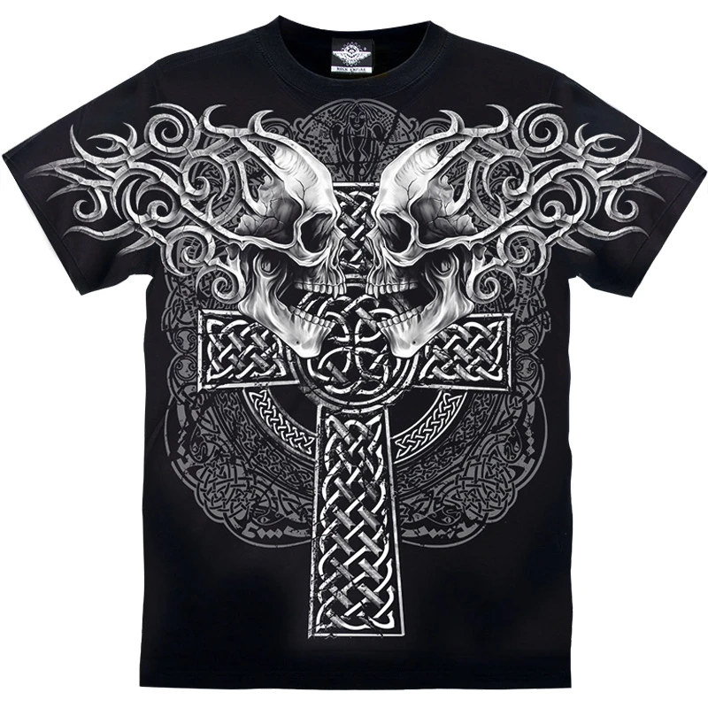 ROCK EMPIRE/摇滚帝国十字骷髅T恤休闲短袖网红款夏季上衣纯棉