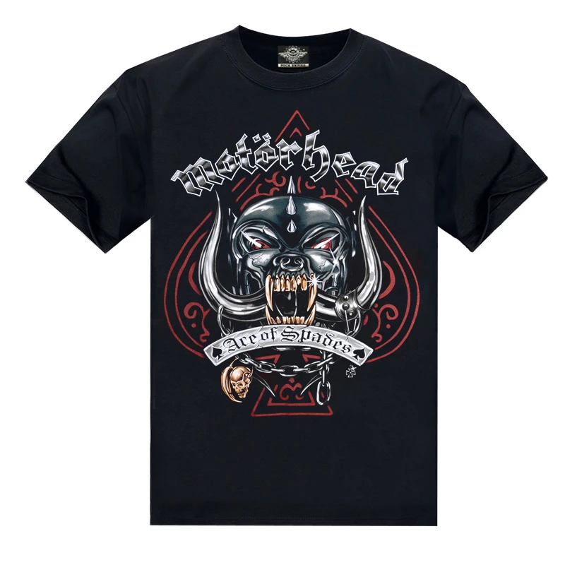 【摇滚帝国原创】黑桃A   摩托头乐队限量款T恤 宽松印花个性圆领