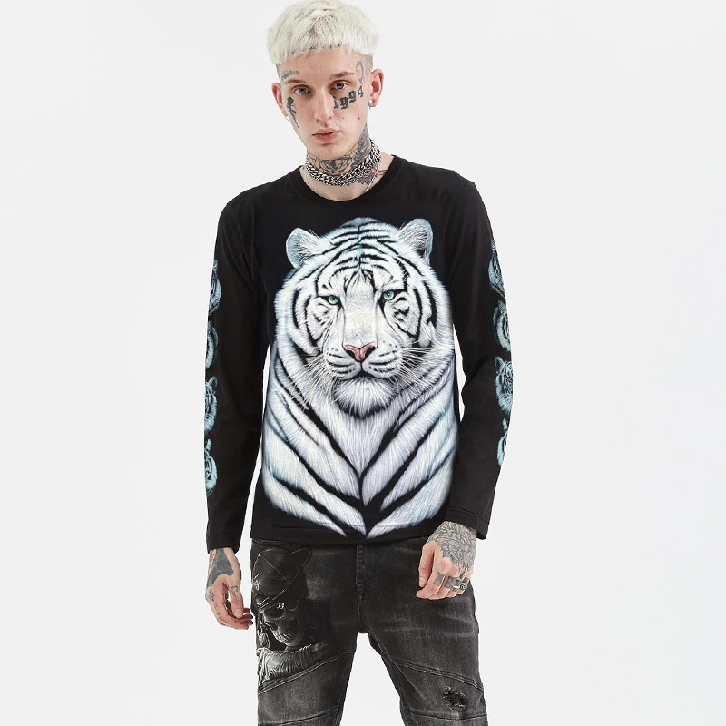 ROCK EMPIRE/摇滚帝国新款白虎长袖 限量款夜光印花 原创