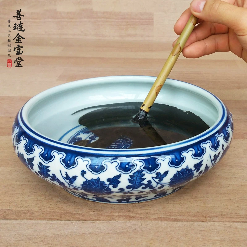 金宝堂笔洗缸陶瓷景德镇毛笔书法国画用品文房四宝仿古大号洗笔缸
