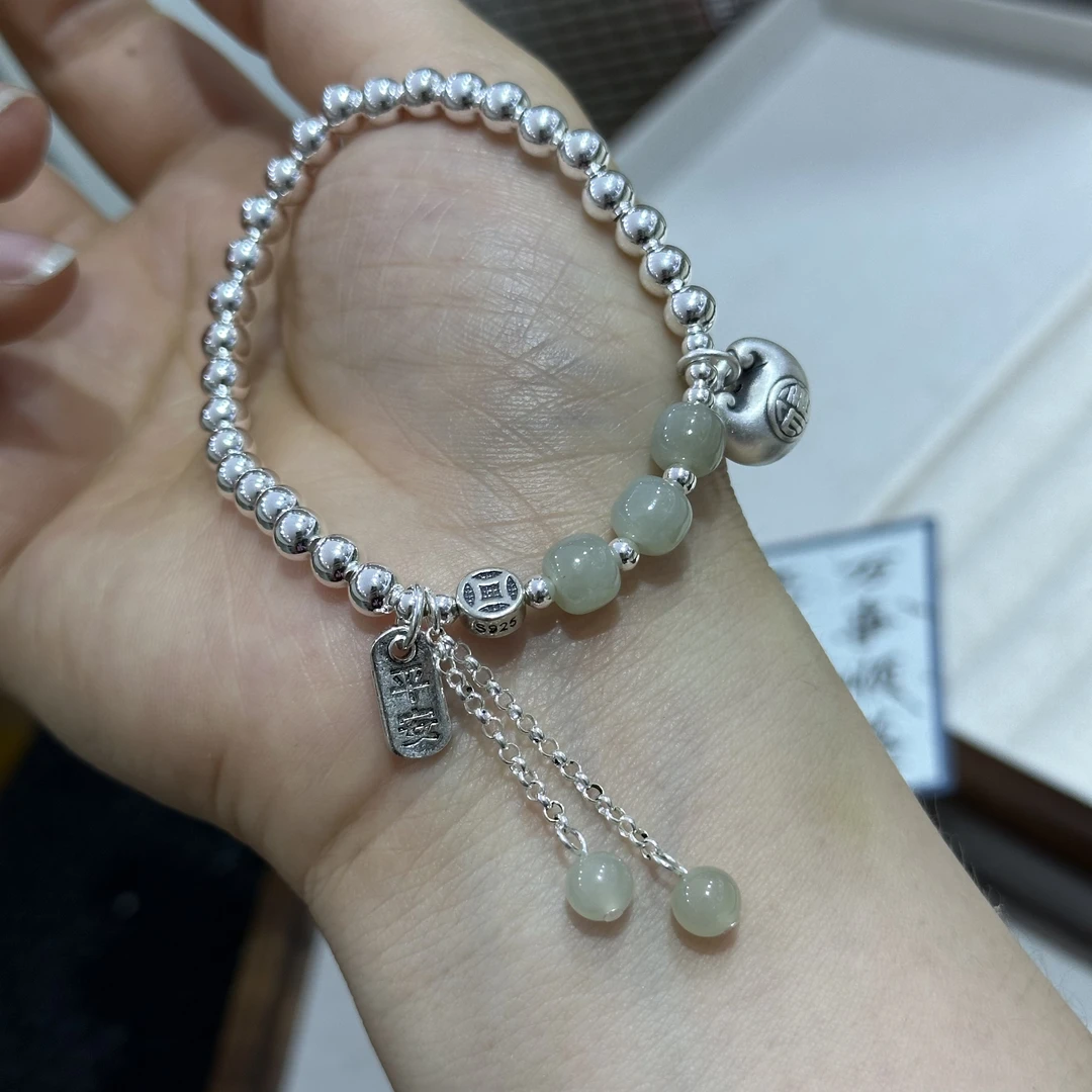 925银手链 纯银925新中式元素时尚手作平安胖福女士手串生日礼物