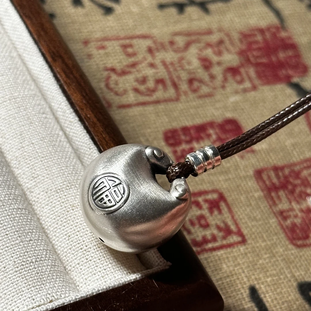 吊坠足银 999纯银福袋吊坠男女款胖福平安锁项链挂坠复古