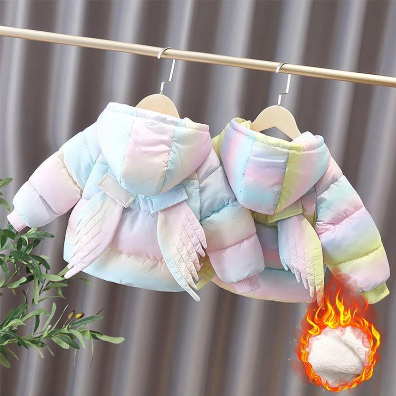 女童棉衣2021年新款宝宝冬季洋气可爱棉服天使之翼冬季时尚外套潮