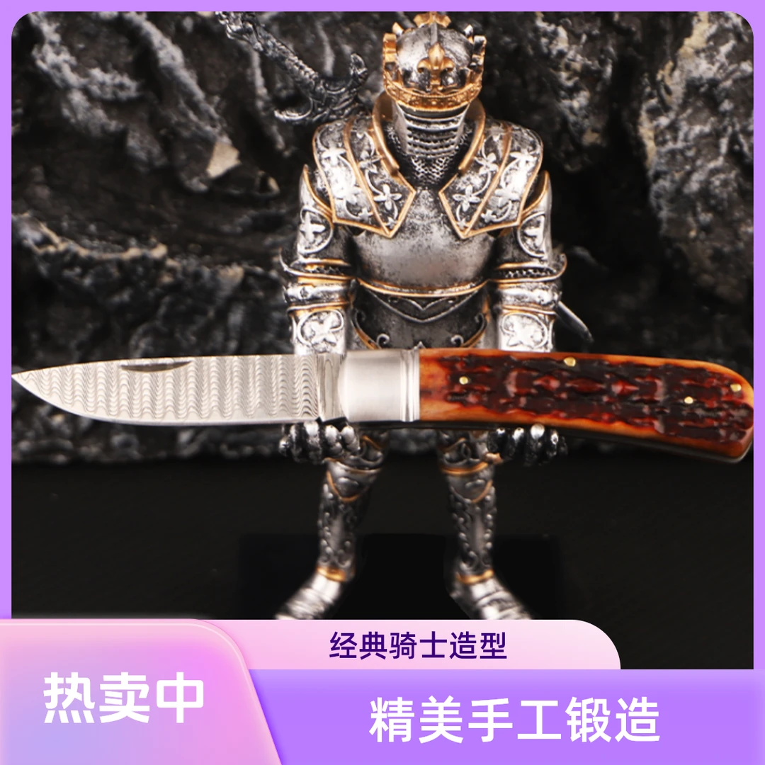 精品定制款水波鱼骨手工锻打大马士革钢手工刀