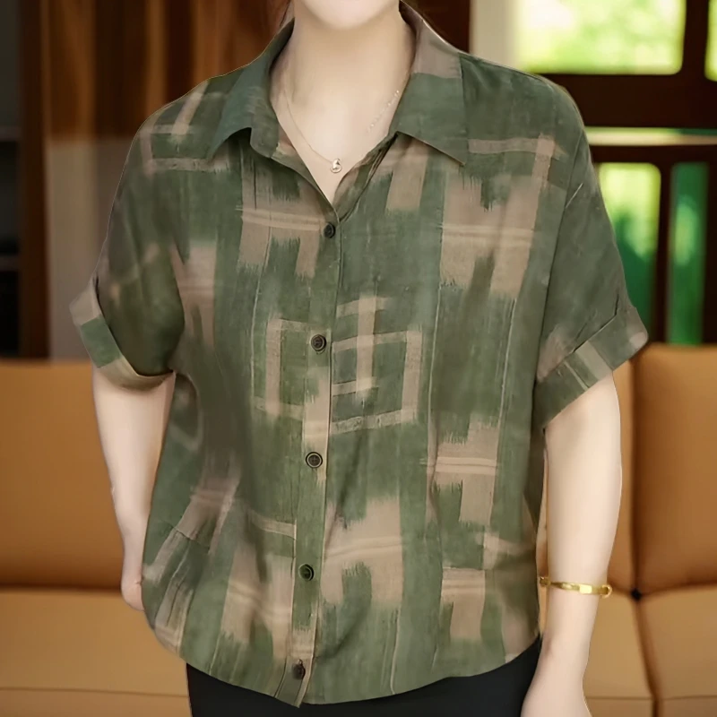 中老年显瘦洋气百搭T恤短袖夏季薄款宽松大码时尚气质设计感短袖