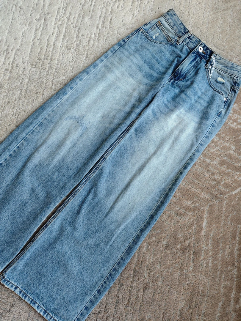 方块儿 秋季直筒牛仔裤休闲百搭水洗