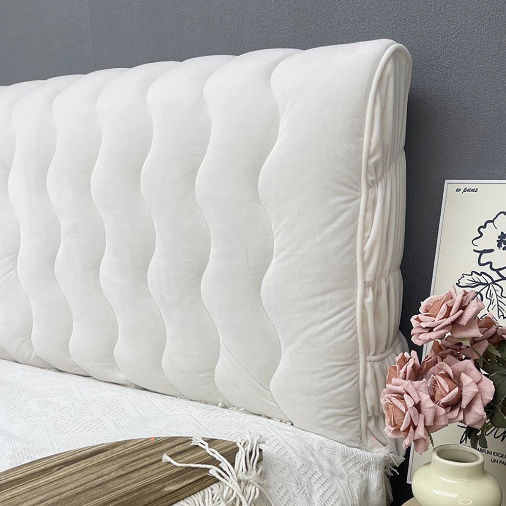 秋冬奶油风婴儿绒加厚全包弹力软包床头罩套木板防撞防尘