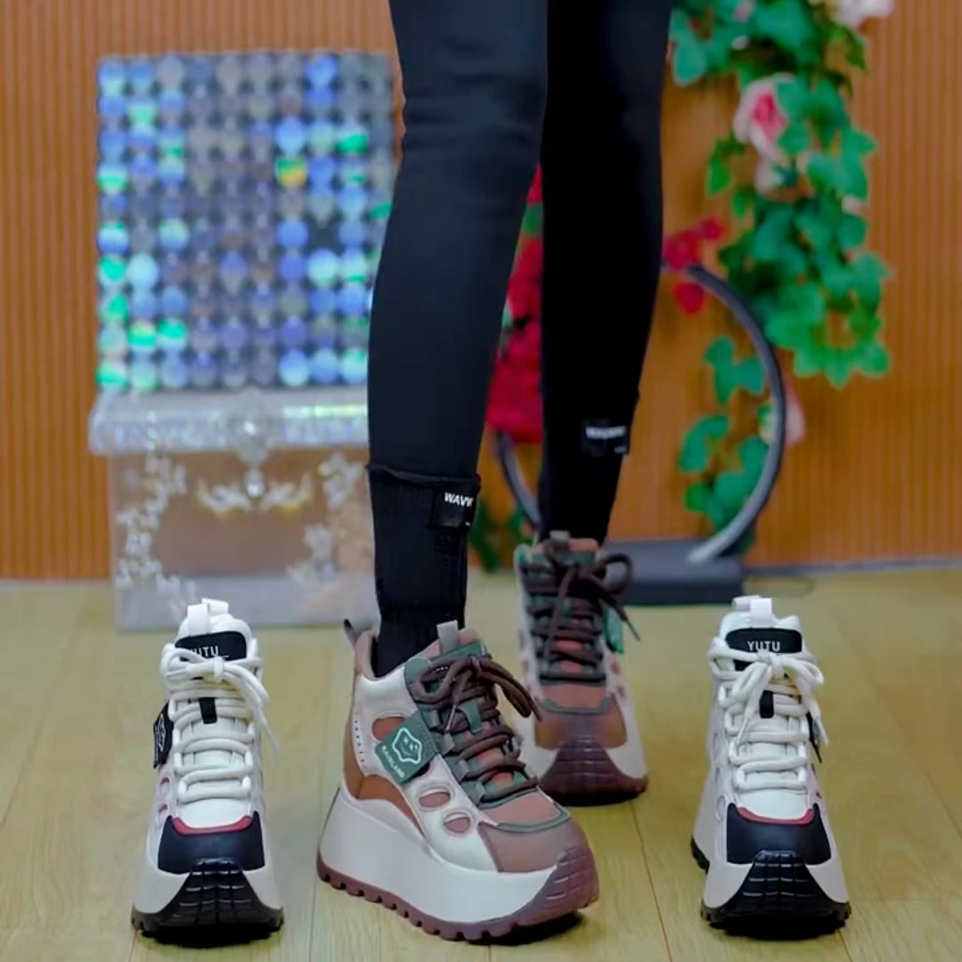 复古10cm内增高厚底老爹鞋秋冬2024新款爆款加绒保暖运动休闲棉鞋