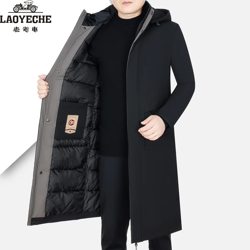 老爷车男士加厚棉衣中长款过膝保暖棉服中年爸爸装防寒服冬季棉袄