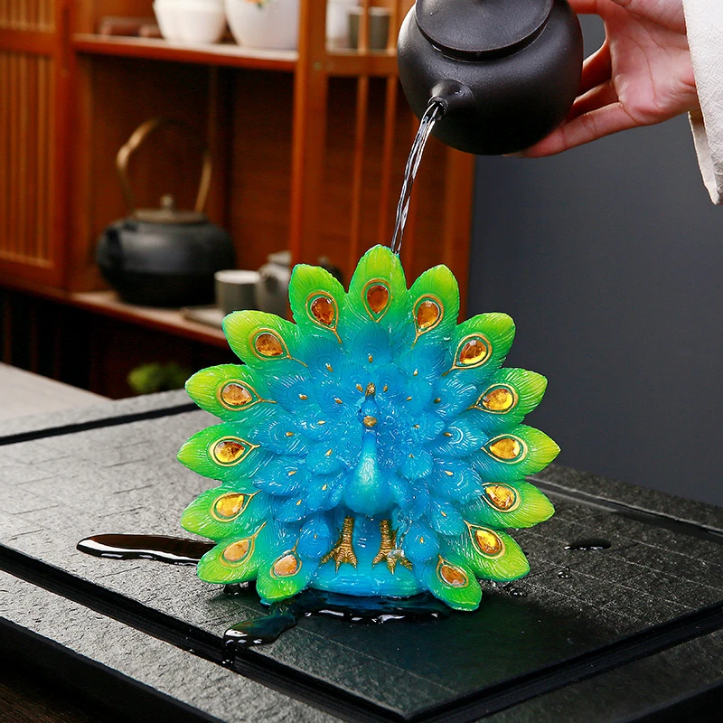 孔雀变色茶宠可养茶玩茶桌茶台茶盘装饰宠物茶具配件精品家居摆件