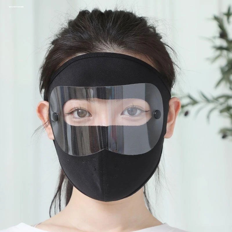 镜片款防尘防晒护目镜口罩夏季薄款冰丝防晒防热全脸面罩护脸】