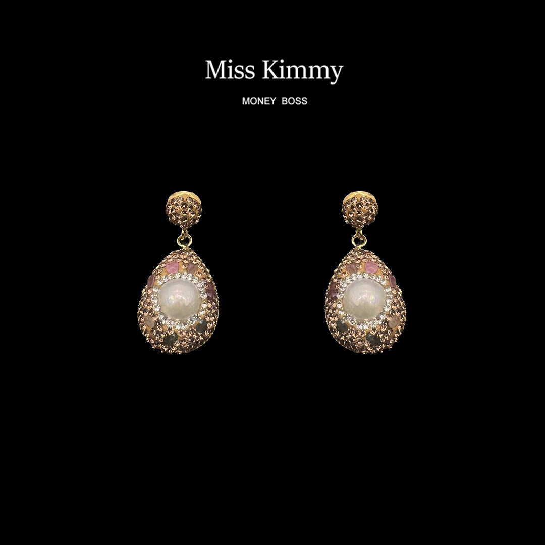 MISSKIMMY 铜合金耳饰 气质轻奢简约金色优雅紫色耳钉2