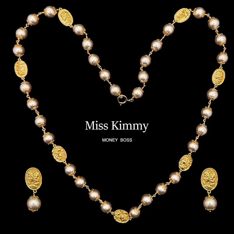 铜合金仿珍珠项链 MissKimmy[可可女士]小香风叠戴项链耳饰0116