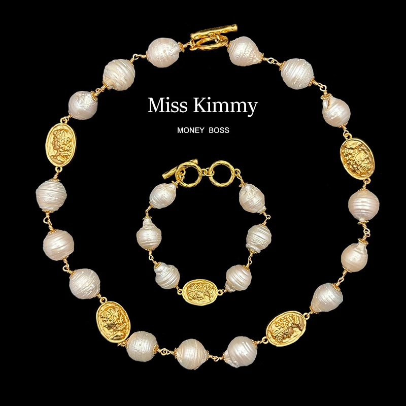 铜合金项链 MissKimmy法式小香风不规则巴洛克手链项链0112