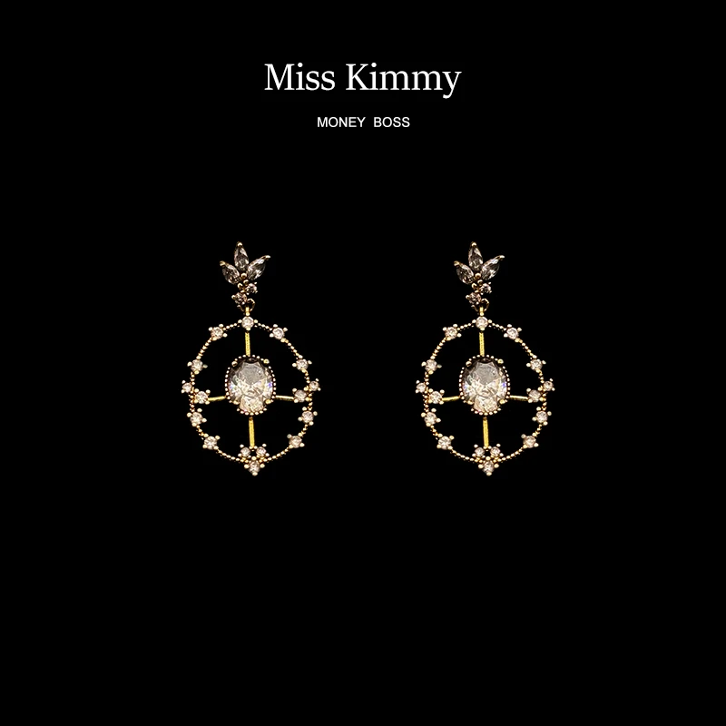 铜合金合成锆石耳饰 MissKimmy[南十字星]时尚轻奢镂空耳钩0480