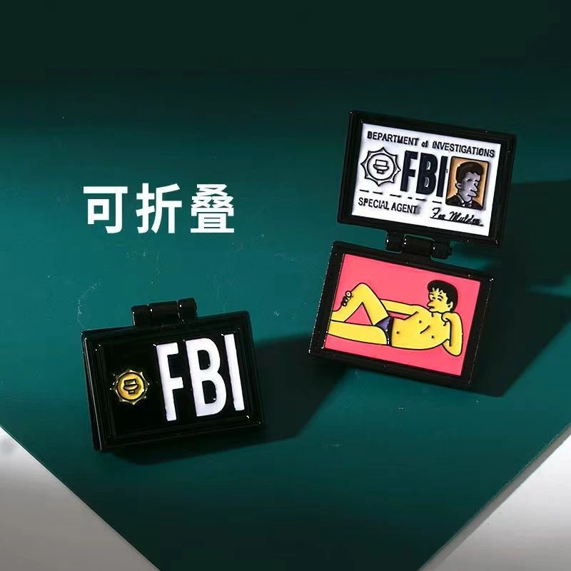 锌合金胸针 fbi证件照可翻盖胸针创意辛普森个性别针装饰书包徽章