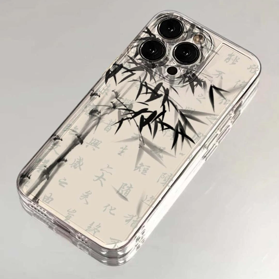 水墨竹子适用于苹果华为vivo小米oppo手机壳iphone15/13/14软套