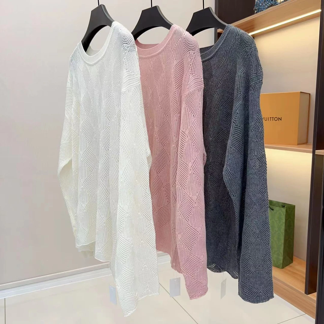 女式镂空圆领针织衫3009