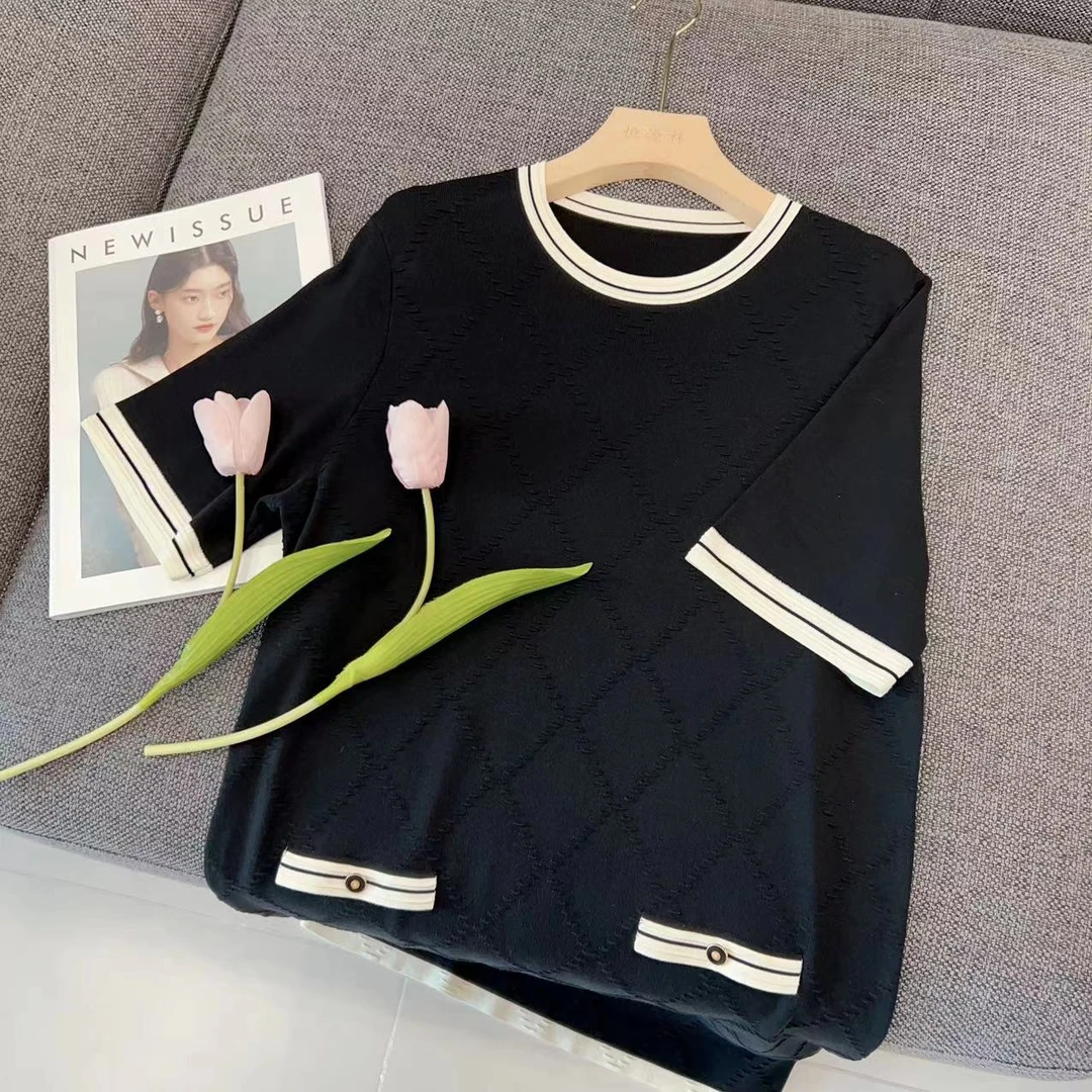 【美姐说】菱形格圆领长裙24072