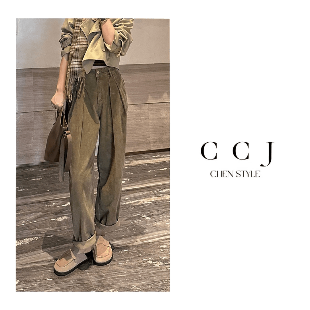 KeNuoXuan/珂诺萱楚楚君~【高定版本】K1376 高腰灯芯绒休闲长裤