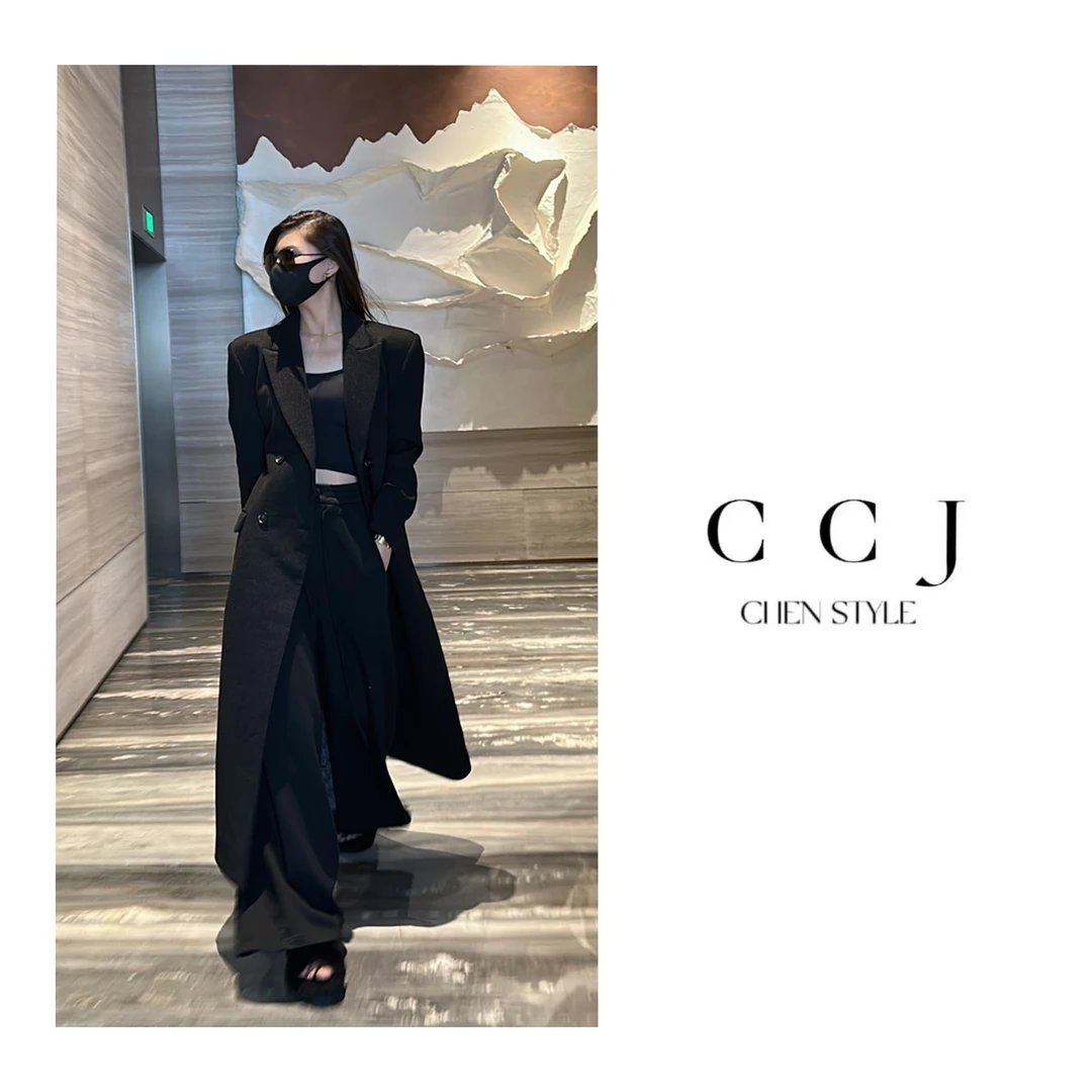 楚楚君~【冬季战袍】WT22507冬款宽松长款大衣外套