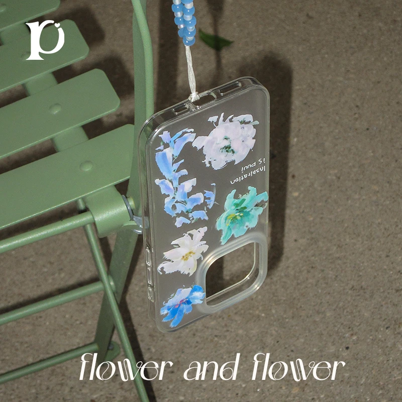 Puui原创适用苹果15手机壳少女手机壳花花高级感磨砂夏日防摔创意