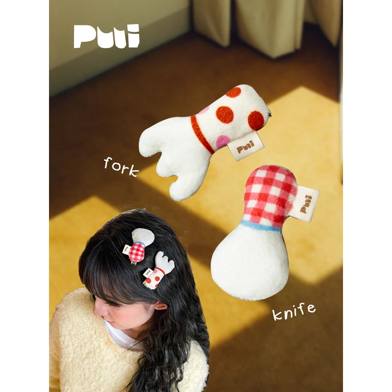 Puui原创设计新款发夹可爱小众毛绒边夹鸭嘴夹刘海夹ins趣味女
