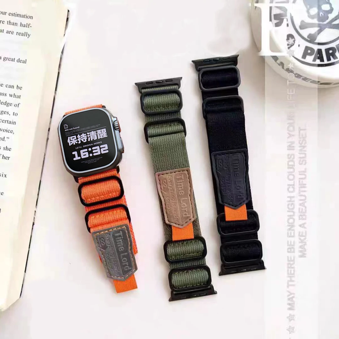 适用苹果ApplewatchS11/10表带iwatch987魔术贴尼龙环扣户外运动