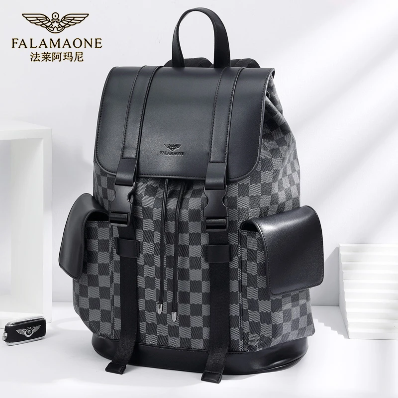 法莱阿玛尼男士双肩包时尚印花休闲新款电脑书包旅行背包潮流百搭