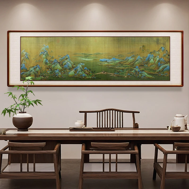 SANQIDI/三奇帝《千里江山》横幅铜雕画客厅办公室背景画装饰画