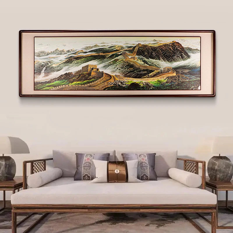 SANQIDI/三奇帝《万里长城》铜雕画客厅茶室办公室沙发背景画装饰画