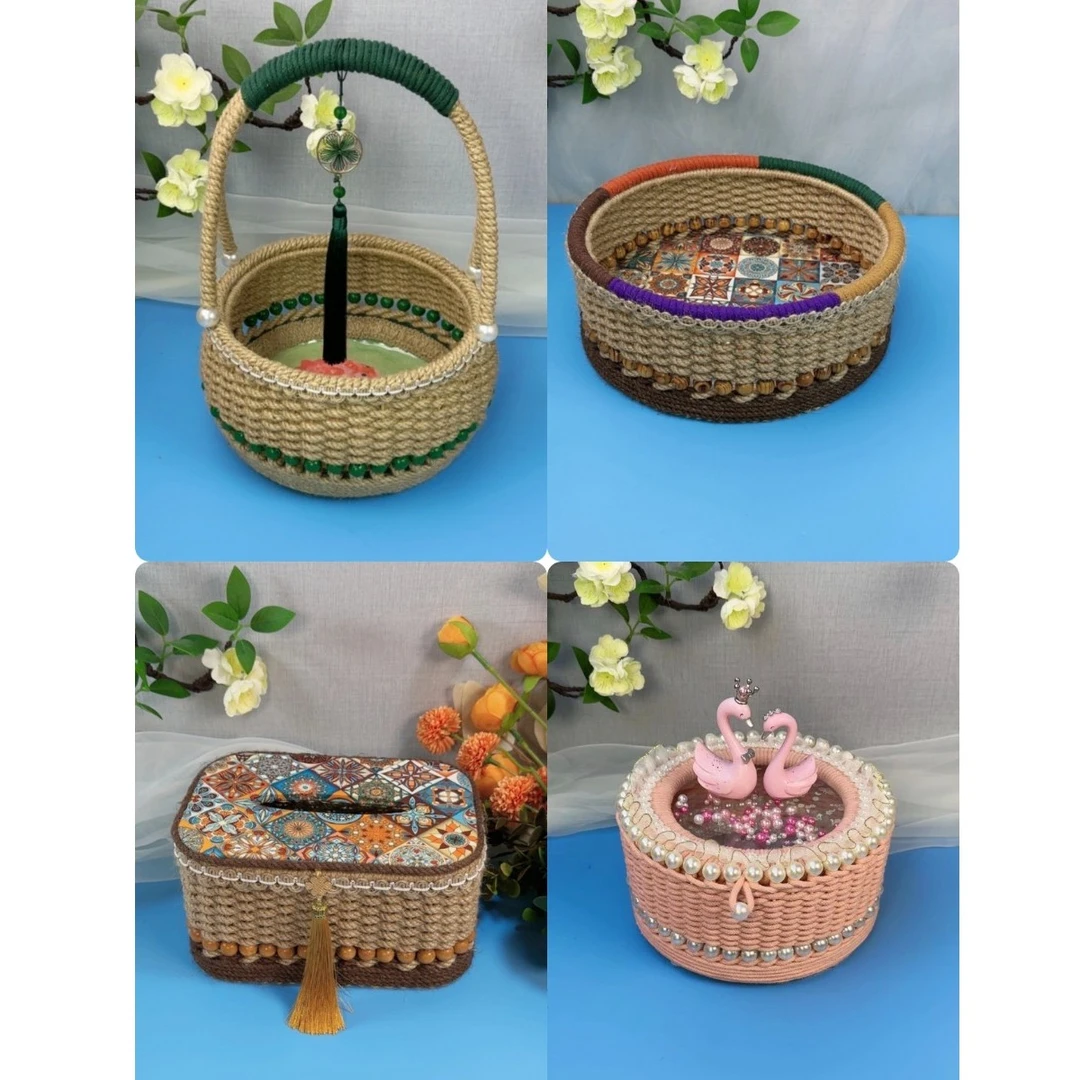 〖七悦手编成品〗完美主义者谨慎下单，圆形手工编织筐收纳筐零食筐