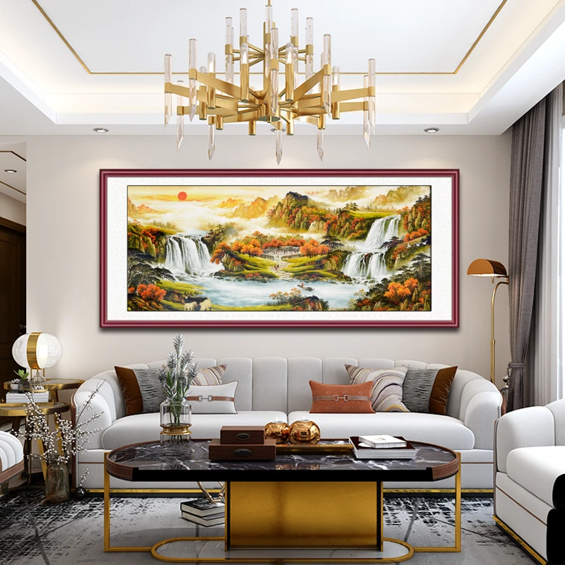 【组装画】聚宝盆客厅办公室背景墙卧室电视墙壁中式简约装饰画