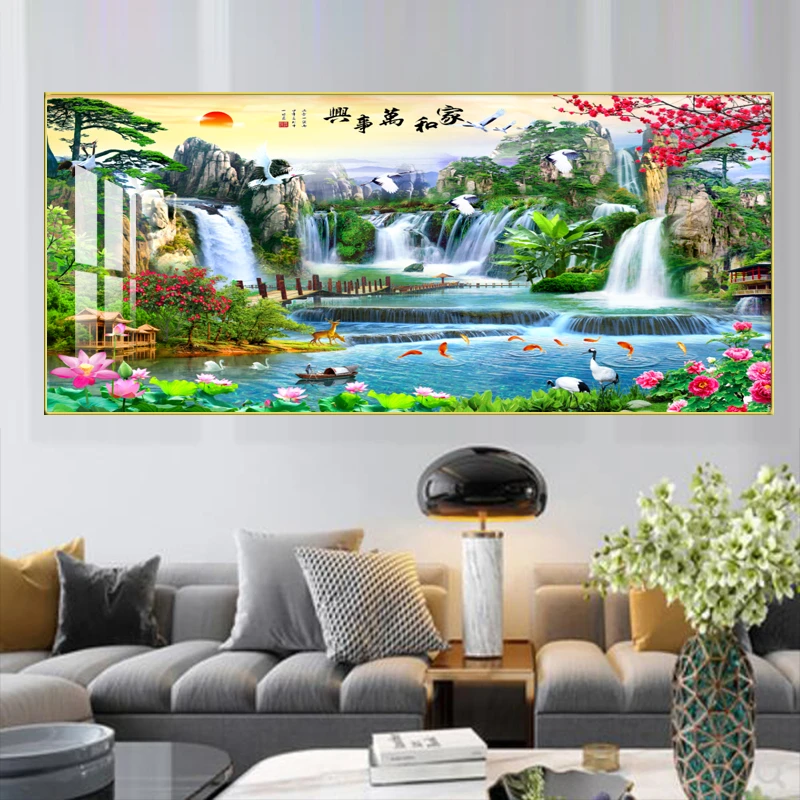 钻石画新款客厅大幅点钻家和万事兴钻石景画满钻挂画