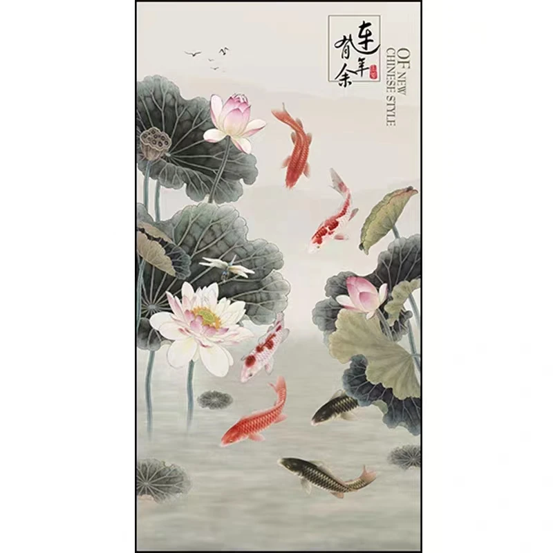 连年有余玄关走廊过道装饰画晶瓷镶钻画进门入户正对墙挂画