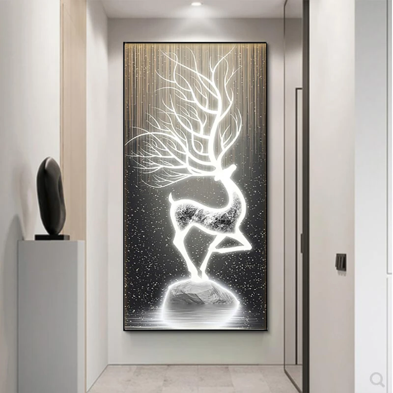 一鹿有你 玄关走廊过道装饰画晶瓷镶钻画进门入户正对墙挂画