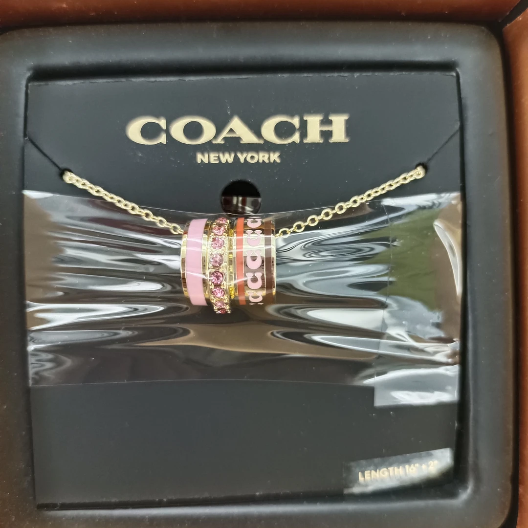 全新未使用 COACH/蔻驰 冰冰中古/COACH/蔻驰/金粉三环项链
