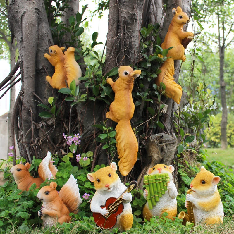 树脂仿真松鼠摆件别墅花园庭院装饰户外动物挂饰园林景观雕塑小品