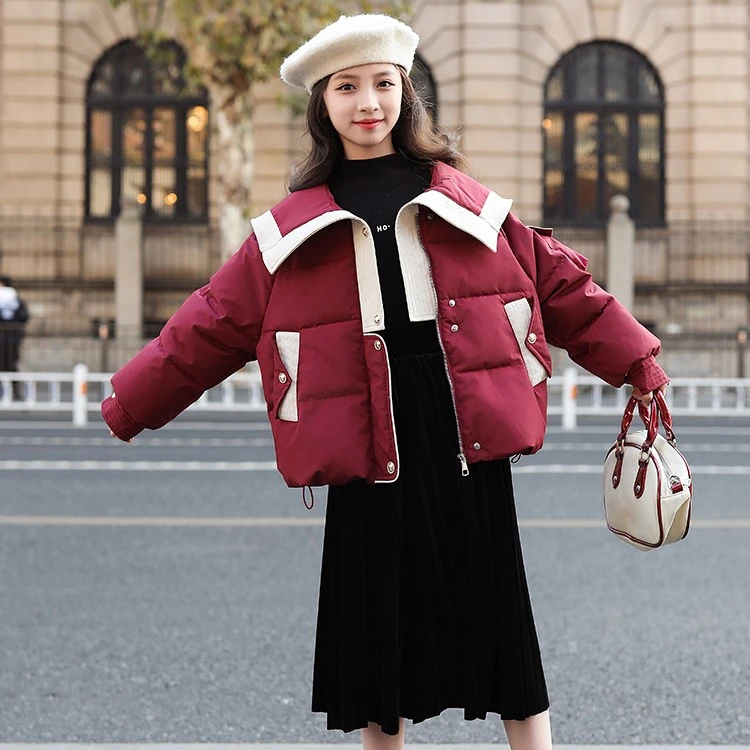 女童加厚棉服2023冬季新款儿童时髦宽松百搭保暖棉衣洋气女孩外套