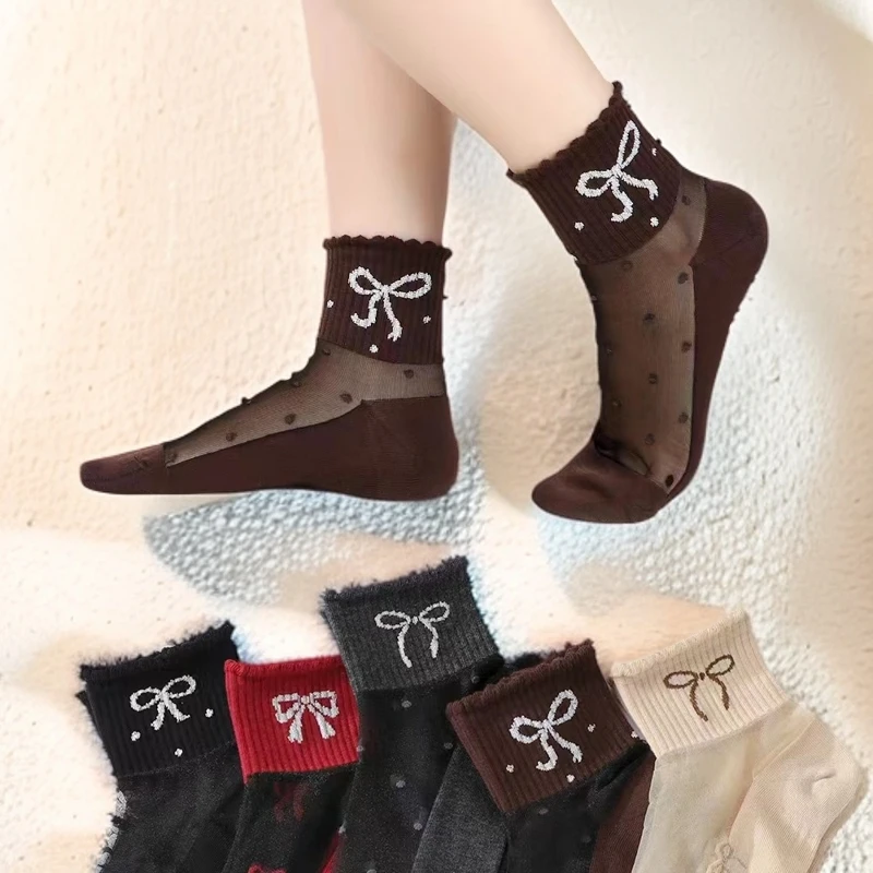 5双装水晶丝袜女士秋季新款美拉德风格中年女士妈妈袜玻璃丝女袜