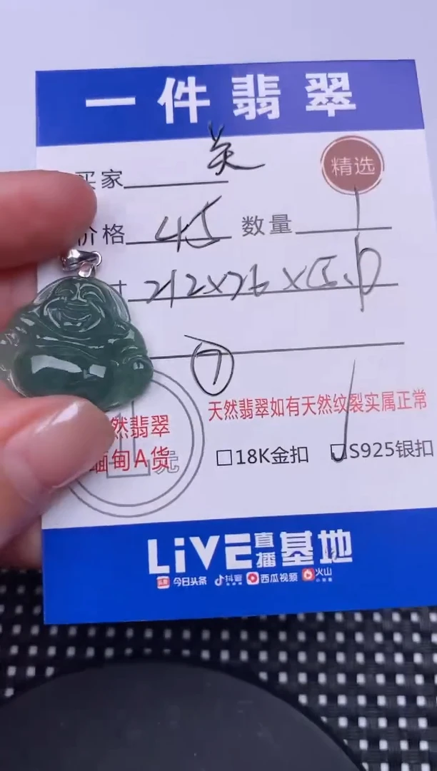 【闪购商品】翡翠颈饰银S925镶嵌挂件