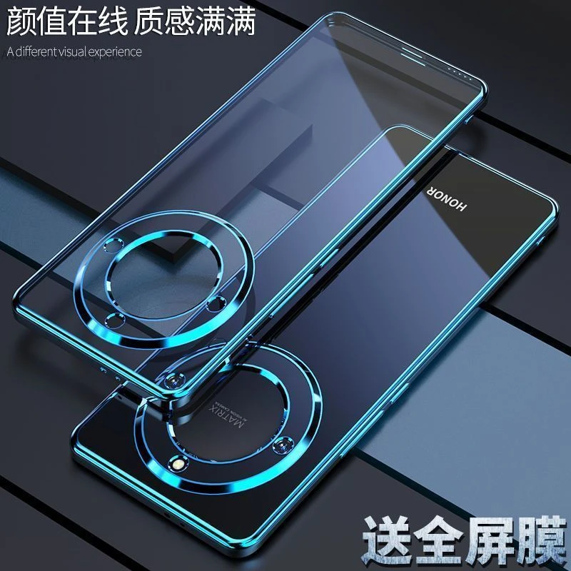 荣耀X40手机壳直边电镀Honor X40透明保护套5G全包边RMO-AN00软壳