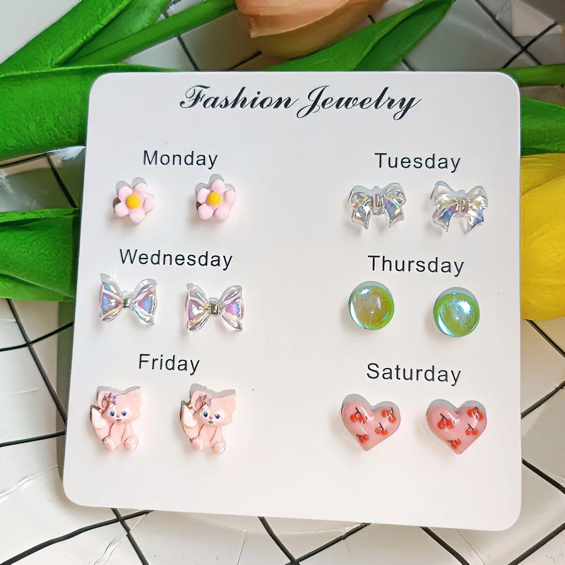 占古软糖塑料耳钉光变蝴蝶结耳棒学生养耳洞潮无