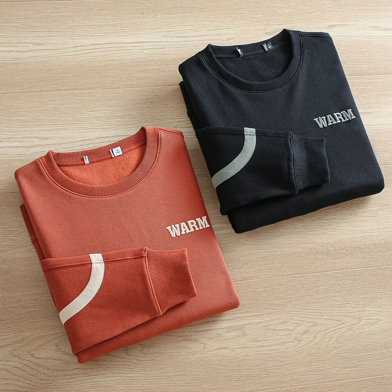 保暖不臃肿加绒圆领卫衣男款秋冬季保暖青年时尚外穿休闲打底衫