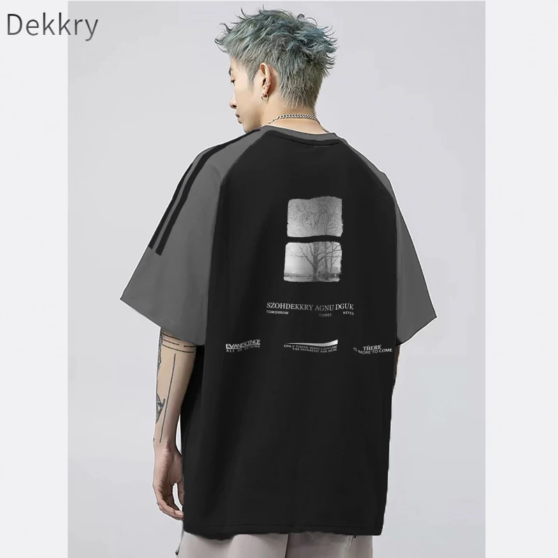 Dekkry美式街头设计感字母印花短袖t恤夏季潮牌宽松百搭纯棉上衣
