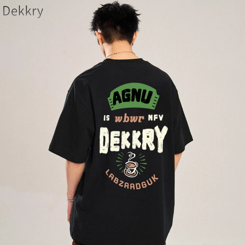 Dekkry美式街头字母印花短袖t恤男夏季潮流半袖休闲重磅纯棉上衣