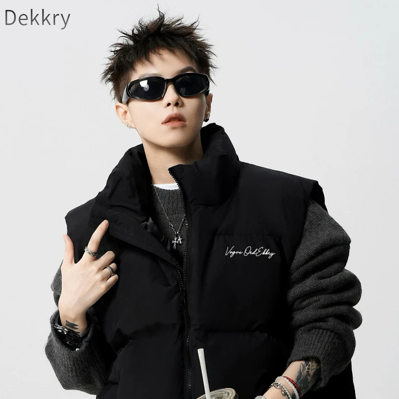 Dekkry美式痞帅休闲坎肩马甲短款户外情侣连帽保暖秋冬立领冬季