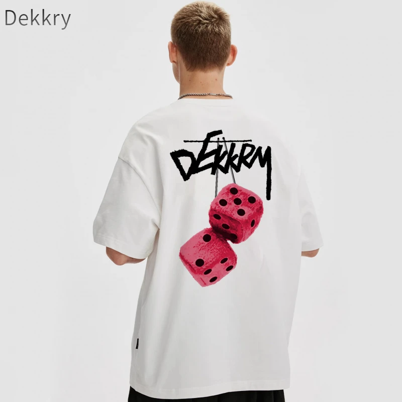 Dekkry美式ins情侣潮牌设计感骰子印花短袖t恤夏季百搭宽松上衣服