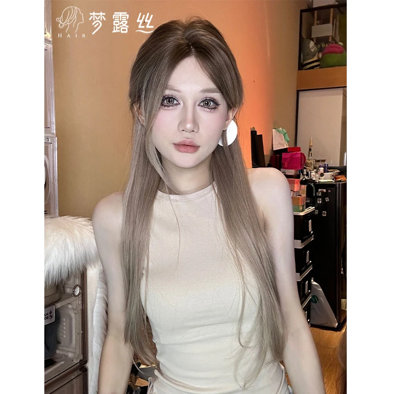 梦露丝【猎户座】假发女小额蕾丝染色渐变长直发仿真气质整顶假发
